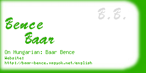 bence baar business card